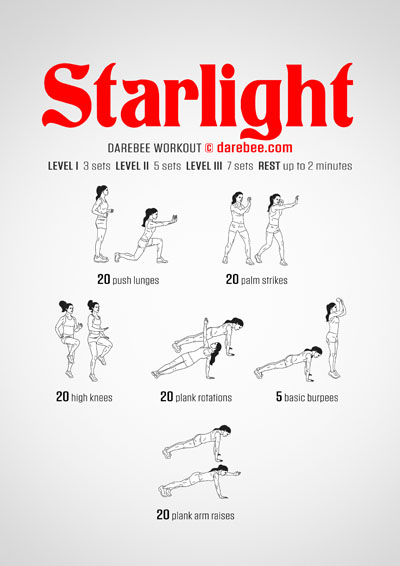 Stoke your inner fire with the Starlight Darebee home workout, especially designed to work your entire body in a dynamic way.