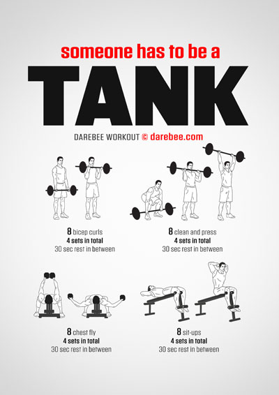 Someone Has To Be A Tank is a Darebee weights workout you can do at home.